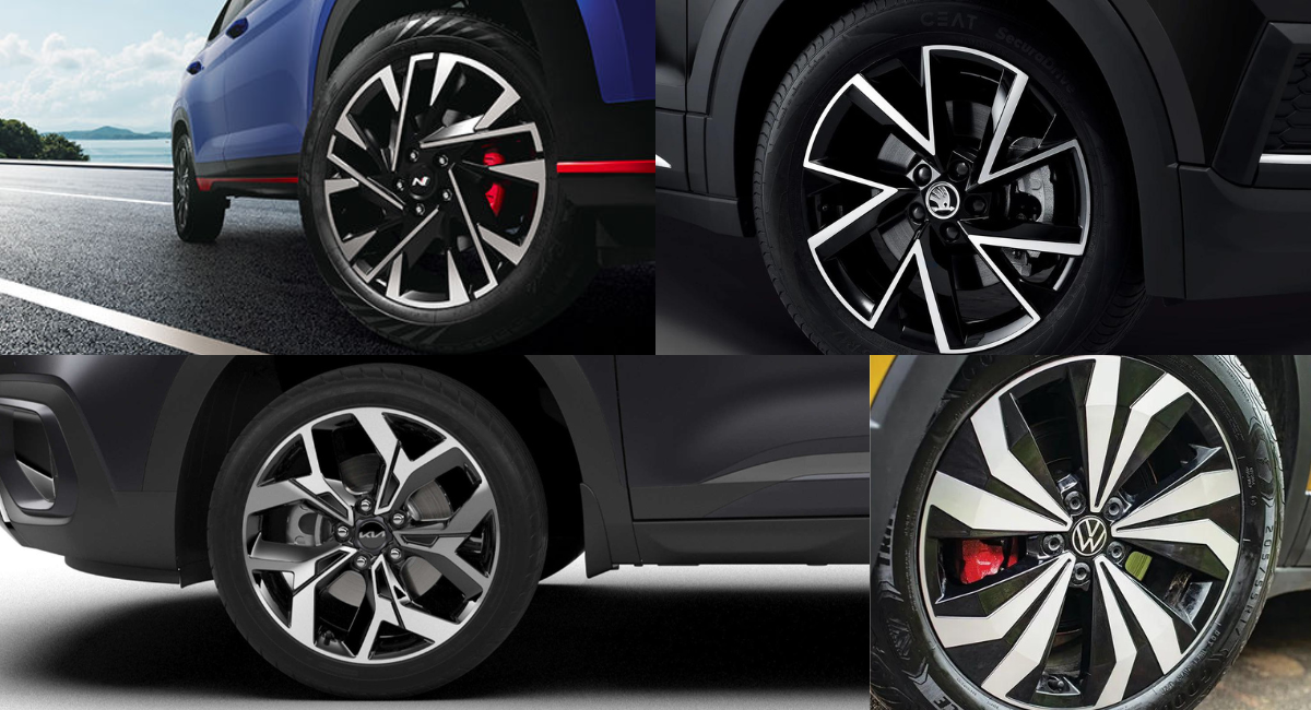 Top Left - Hyundai Creta N-Line, Top Right - Skoda Kushaq, Bottom Left - Kia Seltos X-Line, Bottom Right - VW Taigun GT