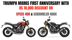 ट्रायम्फ ने स्पीड 400 और स्क्रैम्बलर 400X पर 10,000 रुपये की छूट के साथ पहली वर्षगांठ मनाई