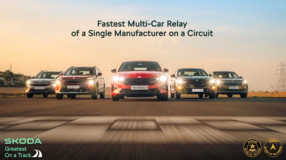 Skoda Auto India sets multi-car relay record with G.O.A.T campaign launch Audio