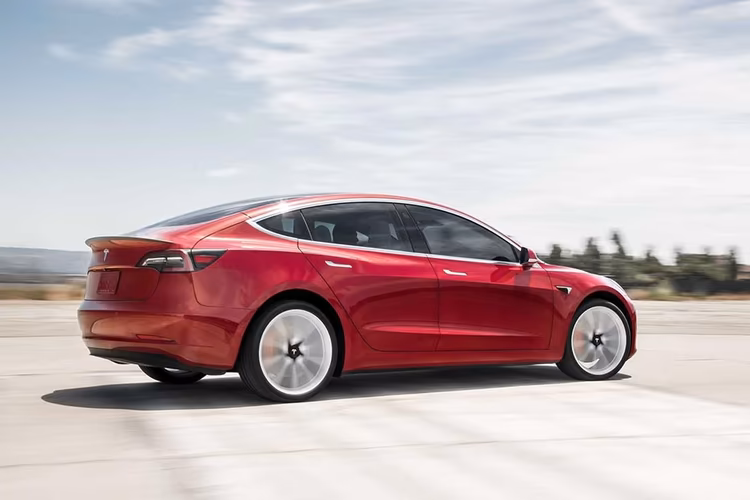 Tesla Model 3 Right Side Rear View Tesla Model 3 Right Side Rear View