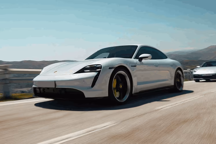 Porsche Taycan Left Side Front View Porsche Taycan Left Side Front View