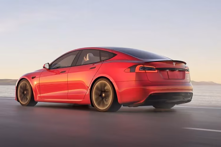 Tesla Model S Left Side Rear View Tesla Model S Left Side Rear View