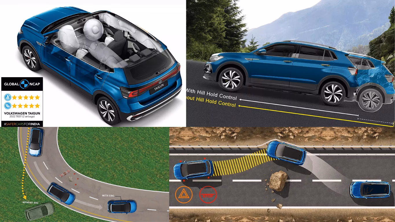 Swerve safely with the 40 + Safety features on the Taigun Swerve safely with the 40 + Safety features on the Taigun