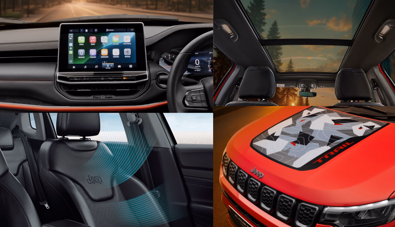 Panoramic Sunroof - Accentuated Dashboard - Exclusive Trail Edition Camo Livery - UConnect with (10.1) Touchscreen Display Panoramic Sunroof - Accentuated Dashboard - Exclusive Trail Edition Camo Livery - UConnect with (10.1) Touchscreen Display