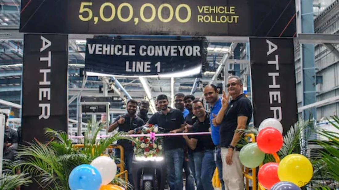 Ather Energy Celebrates 5 Lakh Electric Scooter Sales Milestone in India Audio