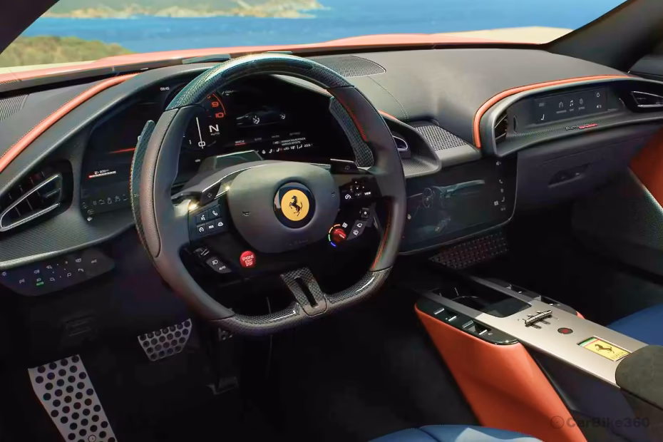 Ferrari Amalfi Spider Sporty Steering Wheel Close View Ferrari Amalfi Spider Sporty Steering Wheel Close View
