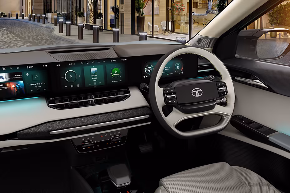 Tata Sierra EV Dashboard with Dual integrated displays Tata Sierra EV Dashboard with Dual integrated displays