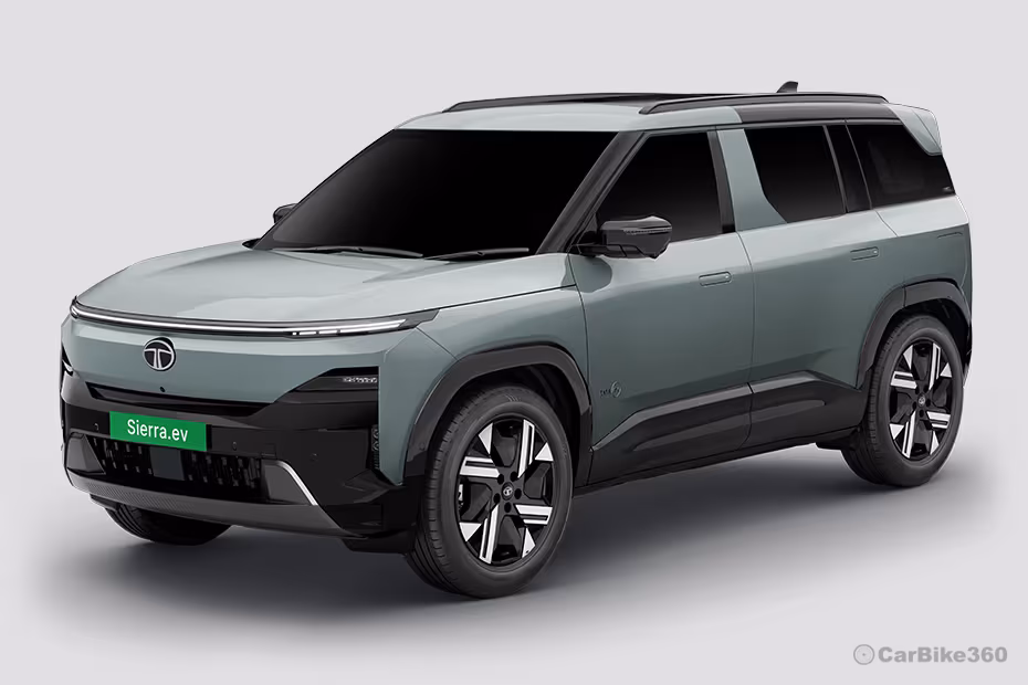 Tata Sierra EV Rishikesh Rapid colour suv Left Front side exterior with LED DRLs Tata Sierra EV Rishikesh Rapid colour suv Left Front side exterior with LED DRLs