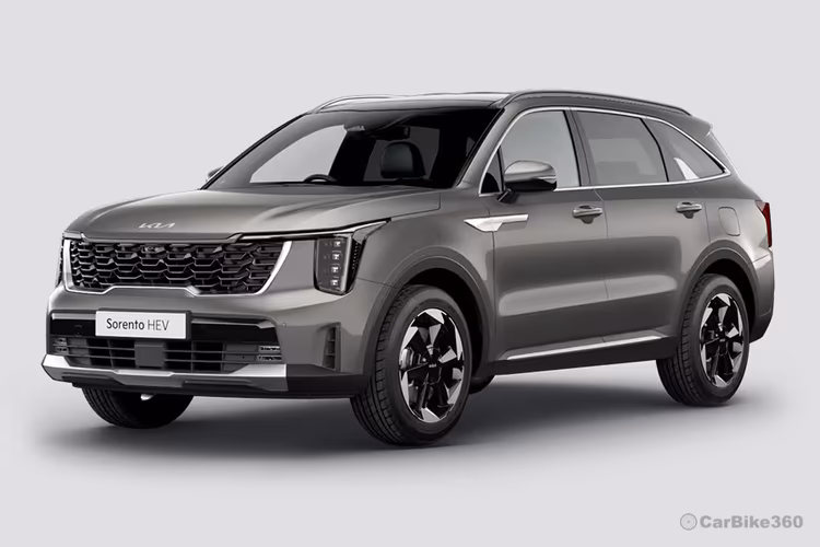 Kia Sorento Volcanic Sand colour SUV left front side exterior view Kia Sorento Volcanic Sand colour SUV left front side exterior view
