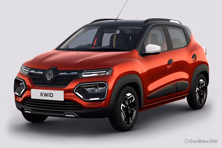 Renault Kwid Fiery Red With Mystery Black Roof Left Front Exterior view Renault Kwid Fiery Red With Mystery Black Roof Left Front Exterior view