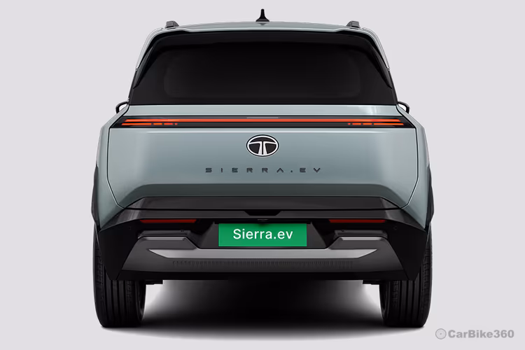Tata Sierra EV Rishikesh Rapid colour suv closed tailgate with Connected LED DRLs Tata Sierra EV Rishikesh Rapid colour suv closed tailgate with Connected LED DRLs
