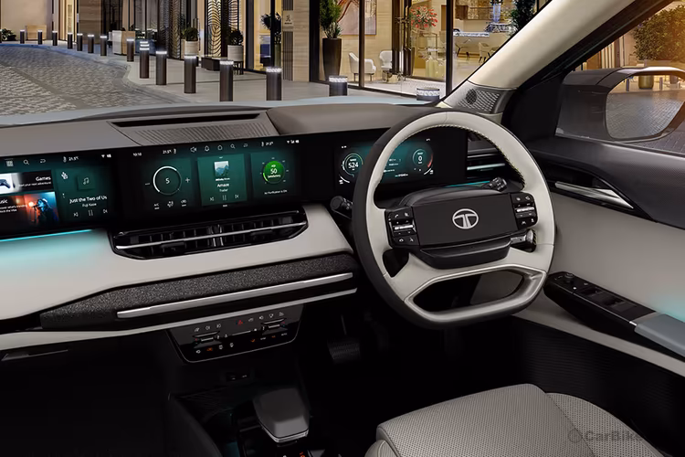 Tata Sierra EV Dashboard with Dual integrated displays Tata Sierra EV Dashboard with Dual integrated displays