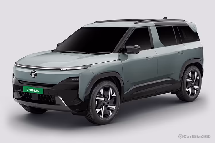 Tata Sierra EV Rishikesh Rapid colour suv Left Front side exterior with LED DRLs Tata Sierra EV Rishikesh Rapid colour suv Left Front side exterior with LED DRLs